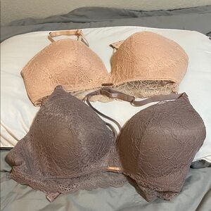 Two Danskin Lace Bras - Cream and Brown